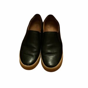 Black leather Frye slip on sneakers